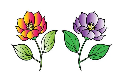 Colorful flower vector set Stock Illustration