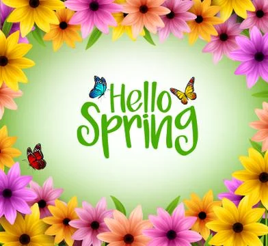 Colorful Flowers Background Frame for Spring Season Stock Illustration
