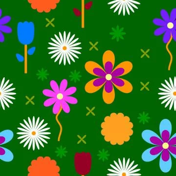 Colorful flowers background pattern. Illustrazione stock