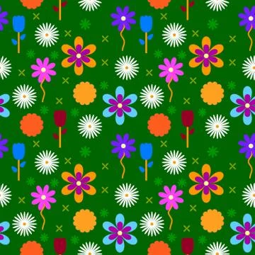 Colorful flowers background pattern. Stock Illustration