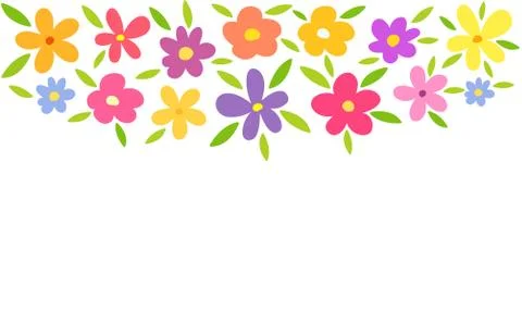 Colorful flowers border background. Vector illustration. Stock Illustration