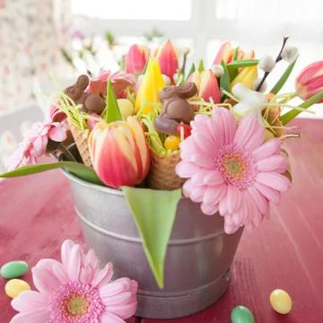 Colorful flowers for easter Stock Photos