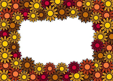 Colorful flowers frame template with copy space for your text.  Stock Illustration