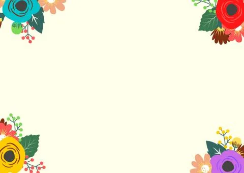 Colorful flowers frame template vector Stock Illustration