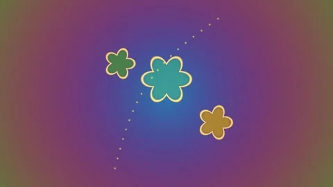 Colorful flowers on a gradient background with dotted lines Stock Footage 338199126