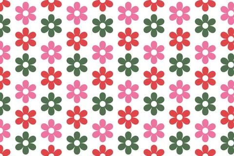 Colorful flowers pattern with different flower colors . Flowers background Stock Illustration
