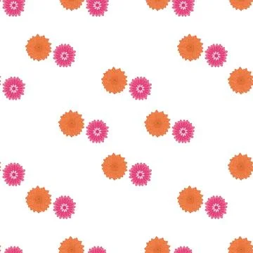 Colorful flowers seamless pattern background on white. Illustrazione stock