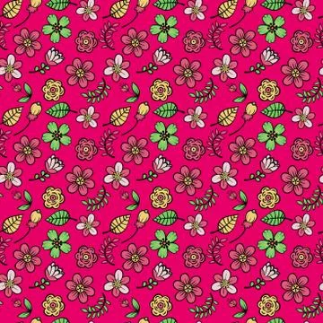 Colorful flowers seamless pattern on red background vector illustration Stock Illustration