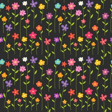 Colorful flowers seamless pattern. Vector illustration. Stock Illustration