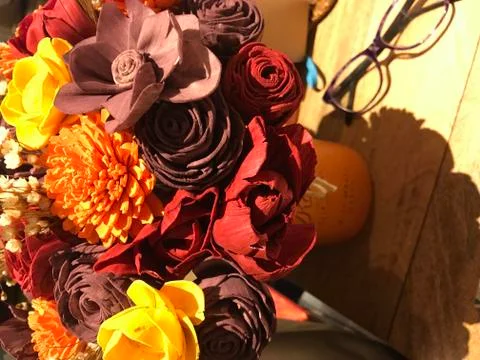 Colorful flowers on a table Stock Photos