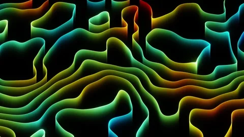 Colorful flowing gradient lines moving horizontally in a seamless looping Stock Footage 347392313