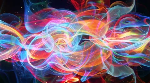 Colorful Flowing Light Ribbons Background Seamless Loop Stock Footage 344652377