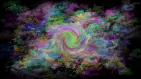 Colorful Fluffy Clouds with Intense Vortex (Whirlwind) in the Middle Stock Footage 98490399