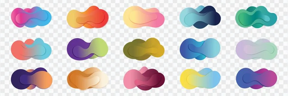 Colorful fluid gradient shapes vector bundle set for modern graphic design .. 库存插图