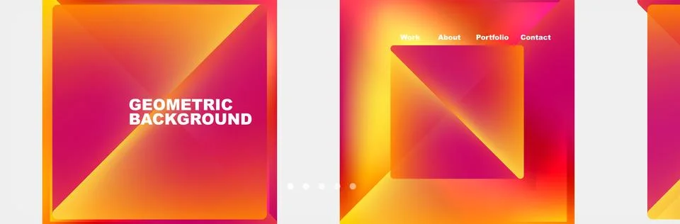 Colorful fluid gradient triangles and squares web site template. Vector Stock Illustration