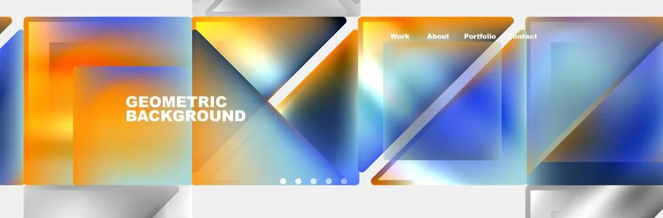 Colorful fluid gradient triangles and squares web site template. Vector Stock Illustration
