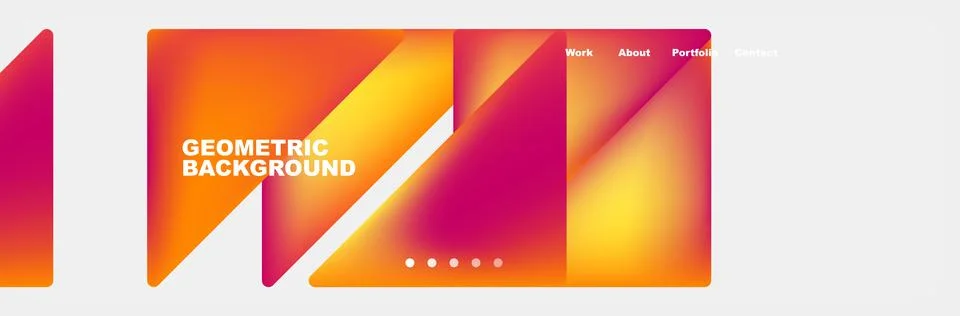 Colorful fluid gradient triangles and squares web site template. Vector Stock Illustration