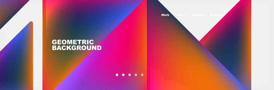 Colorful fluid gradient triangles and squares web site template. Vector Stock Illustration