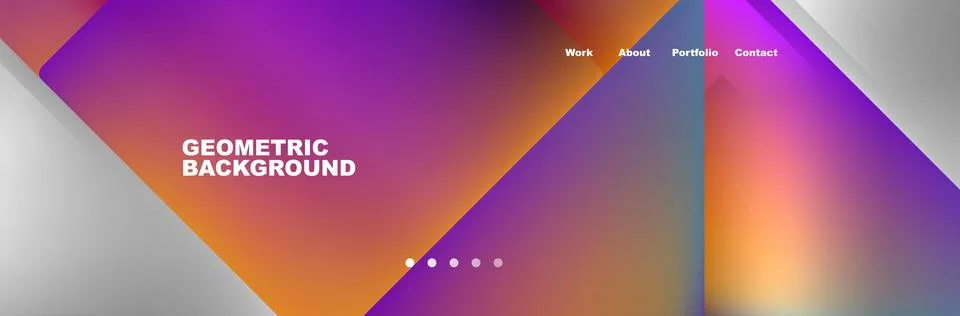 Colorful fluid gradient triangles and squares web site template. Vector Stock Illustration