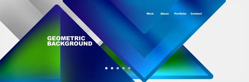 Colorful fluid gradient triangles and squares web site template. Vector Stock Illustration
