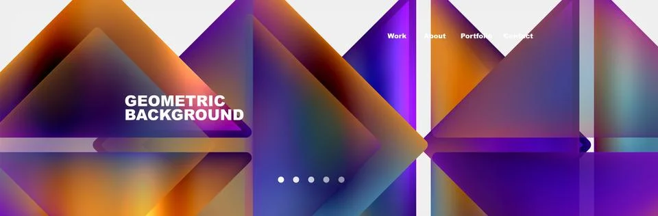 Colorful fluid gradient triangles and squares web site template. Vector Stock Illustration