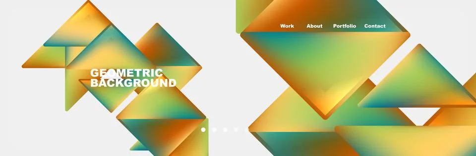 Colorful fluid gradient triangles and squares web site template. Vector Stock Illustration