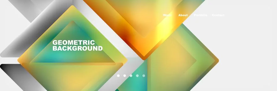 Colorful fluid gradient triangles and squares web site template. Vector Stock Illustration