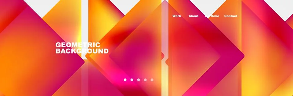 Colorful fluid gradient triangles and squares web site template. Vector Stock Illustration