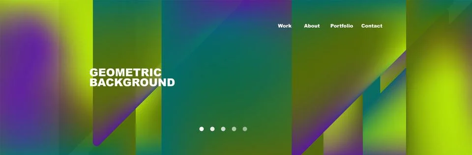 Colorful fluid gradient triangles and squares web site template. Vector Stock Illustration