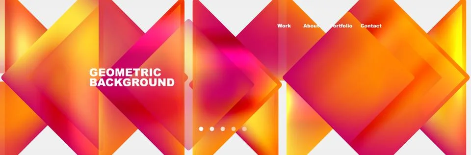 Colorful fluid gradient triangles and squares web site template. Vector Stock Illustration