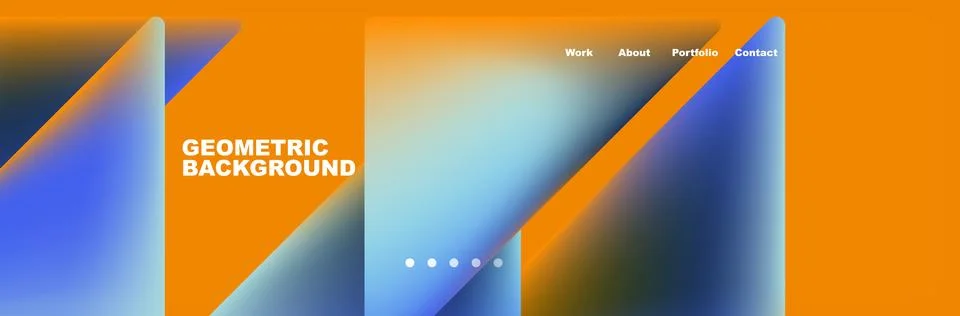 Colorful fluid gradient triangles and squares web site template. Vector Illustrazione stock
