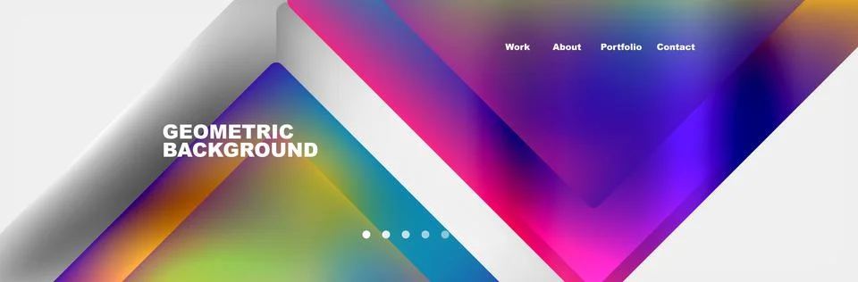 Colorful fluid gradient triangles and squares web site template. Vector Stock Illustration