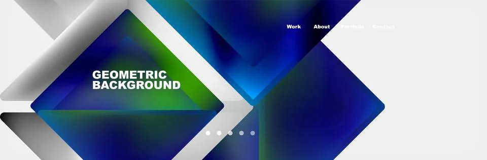 Colorful fluid gradient triangles and squares web site template. Vector Stock Illustration