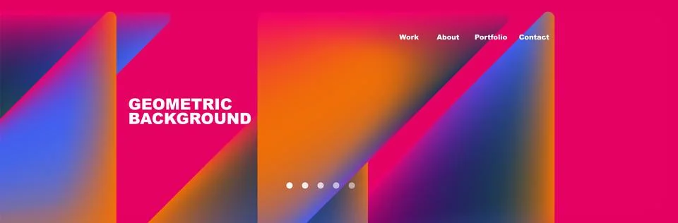 Colorful fluid gradient triangles and squares web site template. Vector Stock Illustration