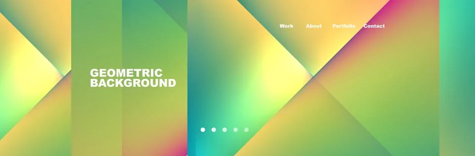 Colorful fluid gradient triangles and squares web site template. Vector Stock Illustration