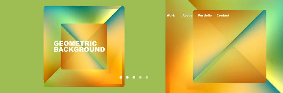 Colorful fluid gradient triangles and squares web site template. Vector Stockillustratie