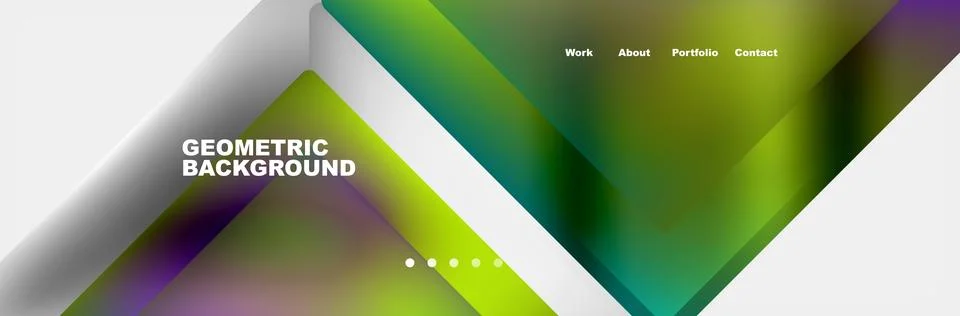 Colorful fluid gradient triangles and squares web site template. Vector Stock Illustration