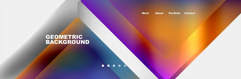 Colorful fluid gradient triangles and squares web site template. Vector Stock Illustration