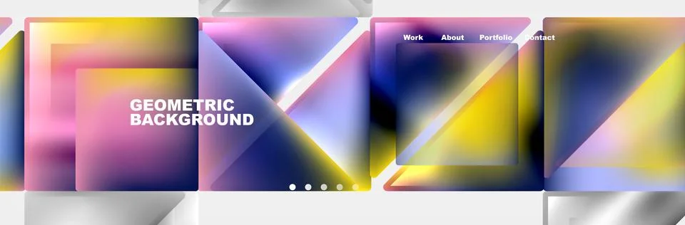 Colorful fluid gradient triangles and squares web site template. Vector Stock Illustration