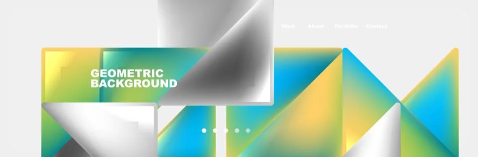 Colorful fluid gradient triangles and squares web site template. Vector イラスト素材
