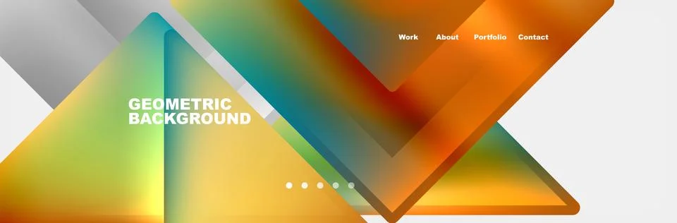 Colorful fluid gradient triangles and squares web site template. Vector Stock Illustration