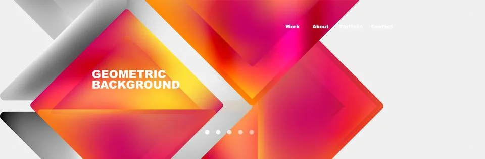Colorful fluid gradient triangles and squares web site template. Vector Stock Illustration