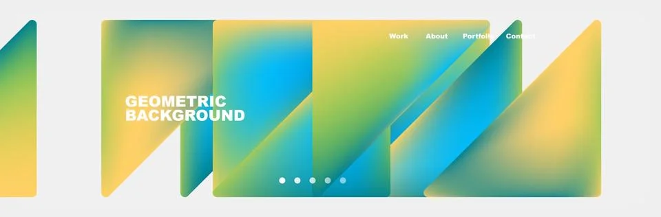 Colorful fluid gradient triangles and squares web site template. Vector Stock Illustration