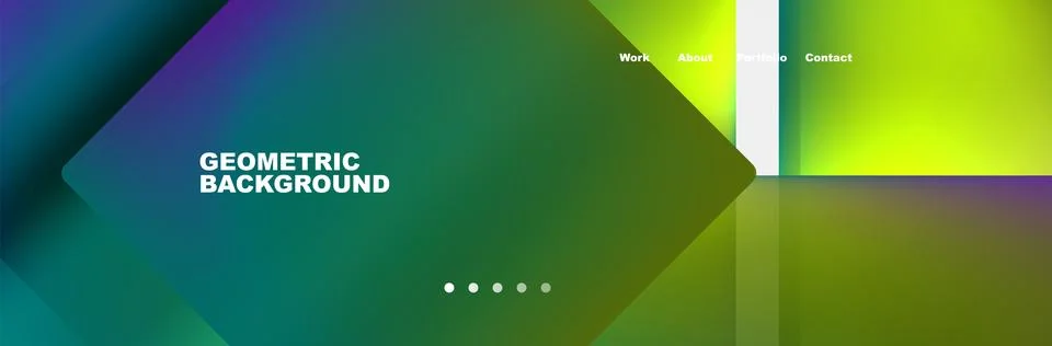 Colorful fluid gradient triangles and squares web site template. Vector Stock Illustration
