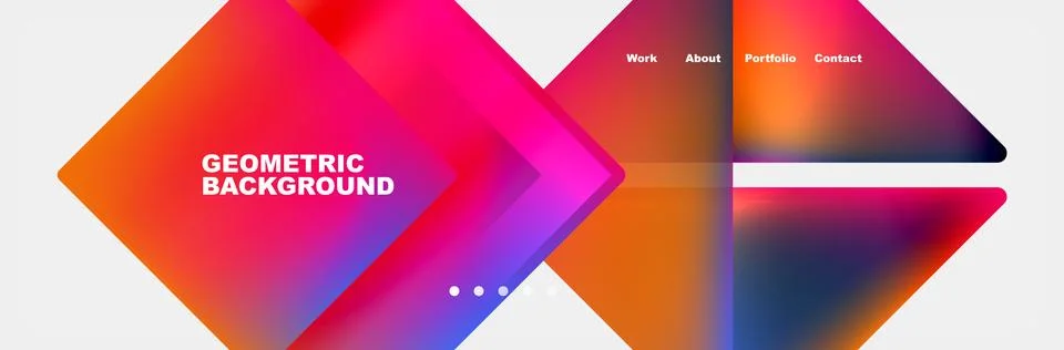 Colorful fluid gradient triangles and squares web site template. Vector Stock Illustration
