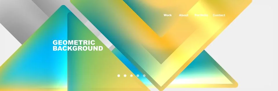 Colorful fluid gradient triangles and squares web site template. Vector Stock Illustration