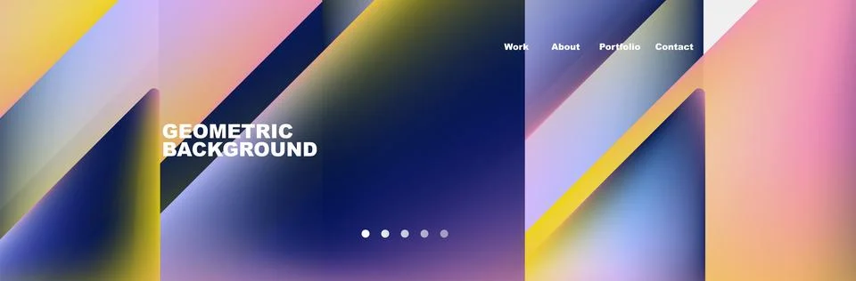 Colorful fluid gradient triangles and squares web site template. Vector Stock Illustration