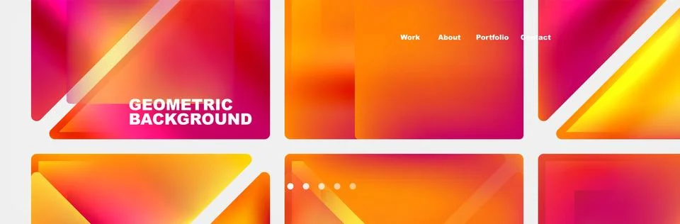 Colorful fluid gradient triangles and squares web site template. Vector Stock Illustration