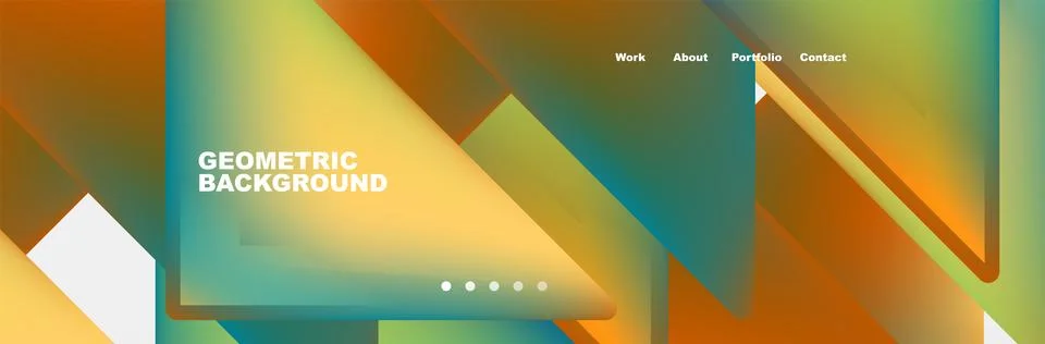 Colorful fluid gradient triangles and squares web site template. Vector Stock Illustration