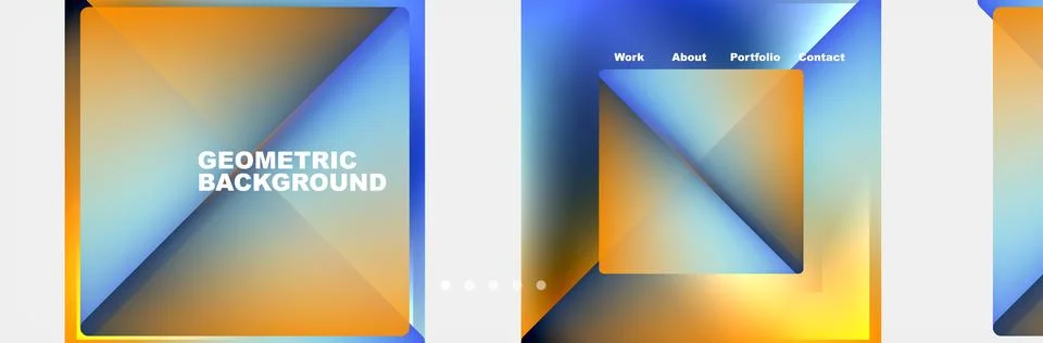 Colorful fluid gradient triangles and squares web site template. Vector Stock Illustration